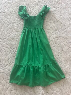 Sugarlips Emerald Green Ruffle-Shoulder Casual Dress